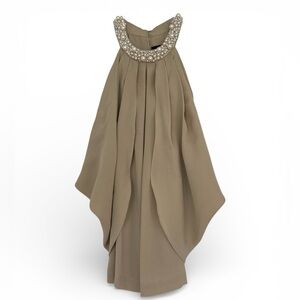 Robert Rodriguez Pearl Embellished Blouse Size 6 NWT Beige Draped Sleeve